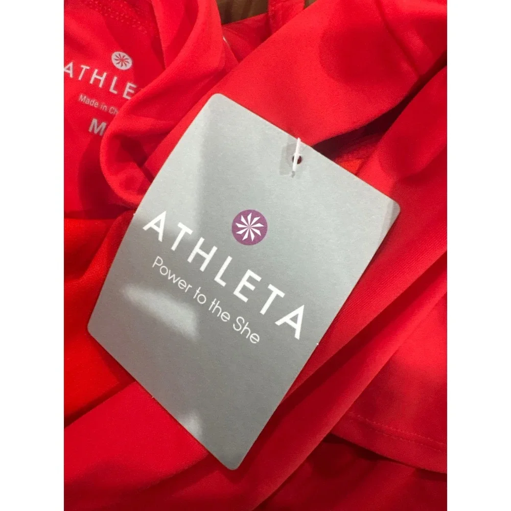 NWT Athleta Shirred Band Swim Skirt Red Size Medium